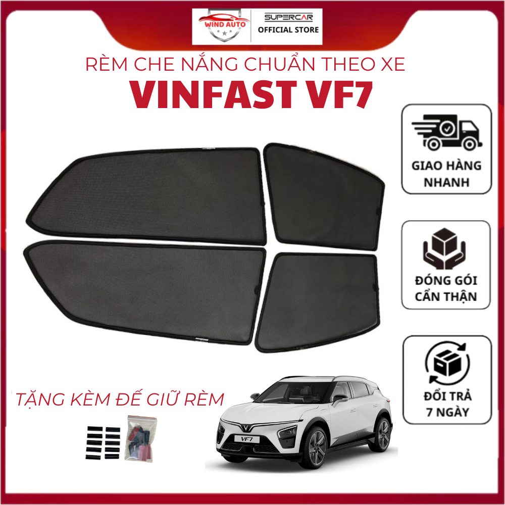 Vinfast VF7 Magnetic Car Sun Shade ป้องกันแสงแดดร้อน, Anti-Ray, UV รังสีอัลตราไวโอเลต + ที่ใส่ผ้าม่า