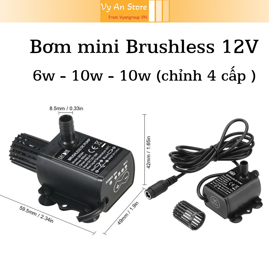 MINI 12V BRUSHLESS PUMP 6W - 10W - 10W 4 ระดับ - 15W - AQUARIUM PUMP - AQUARIUM - AQUARIUM - VY AN G