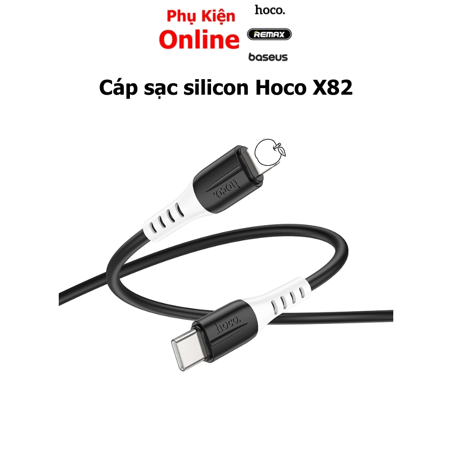 Hoco X82 สายชาร์จซิลิกอนสําหรับ iPhone 6/7/8/X/11/12/13/14 ทนไฟสายซิลิโคนยืดหยุ่นยาว 1 ม. - PK Onlin