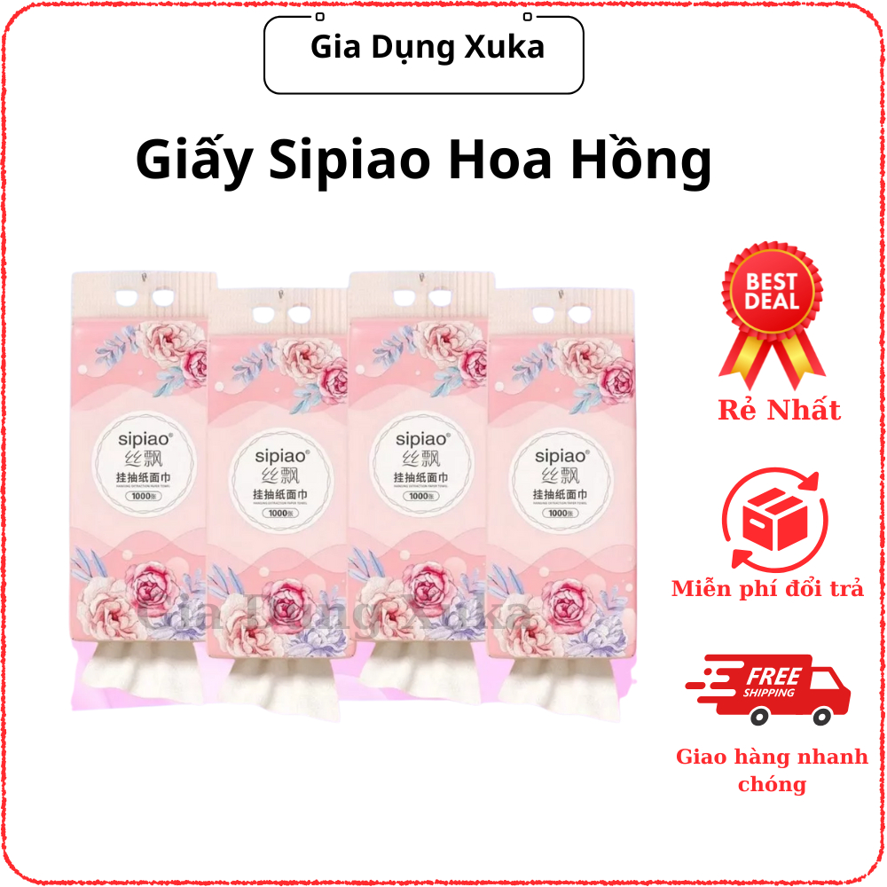 SIPAO Rose กระดาษอเนกประสงค์, กระดาษนุ่มพิเศษและเหนียว, 4 ชั้นพร้อมที่แขวน, สะดวกสุดๆสําหรับเครื่องใ