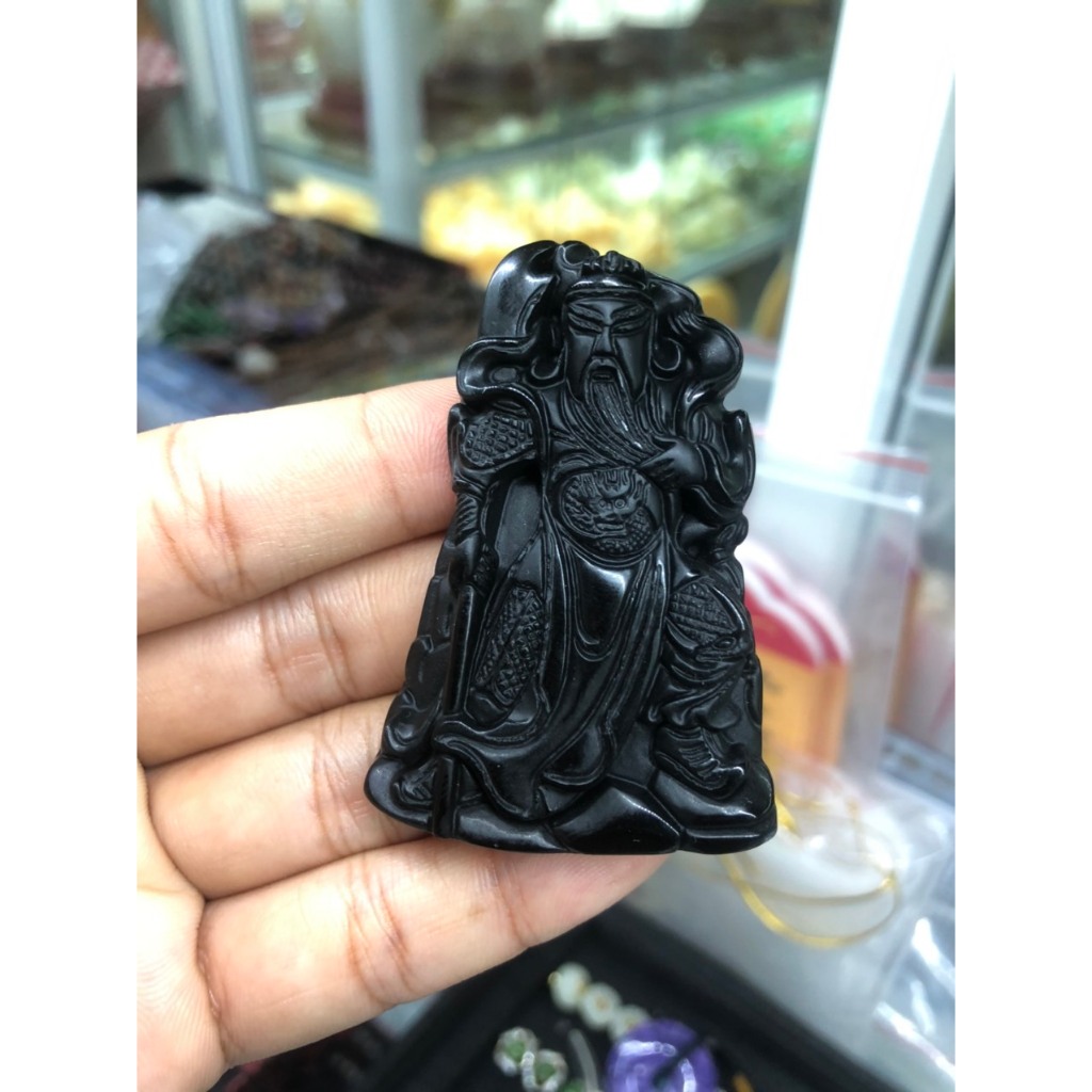 Guan Gong และ Guan Yu จี้ควอตซ์สีดําฮวงจุ้ย