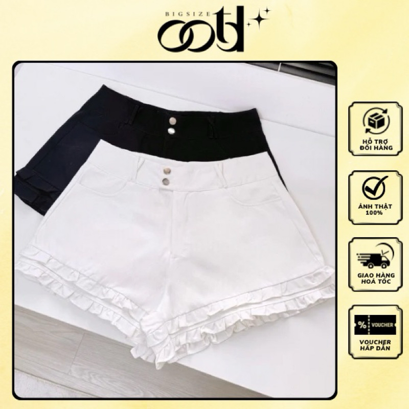 OOTD BIGSIZE - กางเกงขาสั้นสีกากีไซส์ใหญ่สําหรับฤดูร้อนของผู้หญิงแต่งระบาย