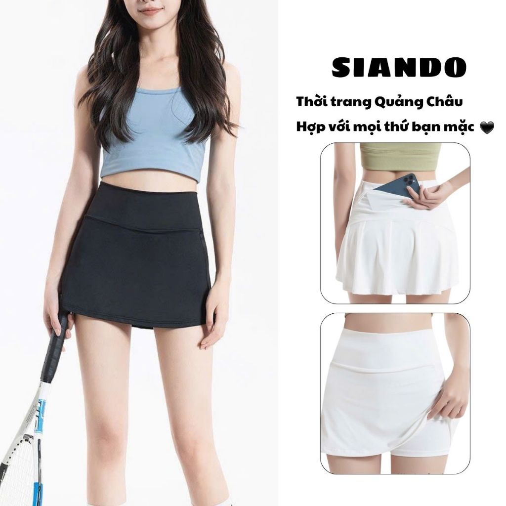 กระโปรงสั้นทรงสปอร์ต ซับในด้วยกางเกงป้องกัน ทรงเอ ทําจากยางยืดเย็น สําหรับเล่น picklepall tennis SIA