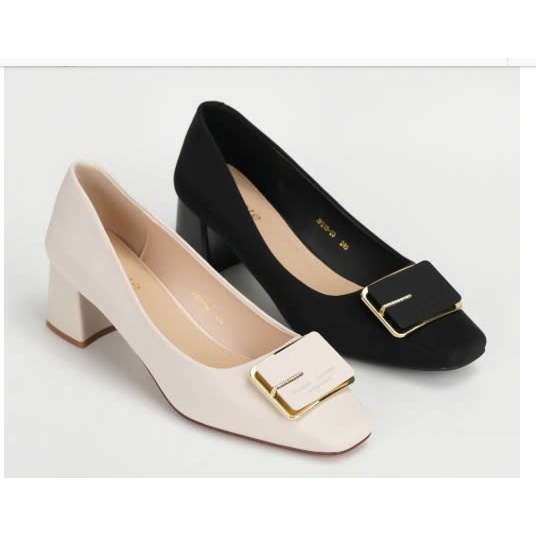 (CODE 34) 5P SQUARE HIGH HEEL SHOES คุณภาพสูง หนังด้าน SIMILI สินค้า QC STANDARD FULL BOX