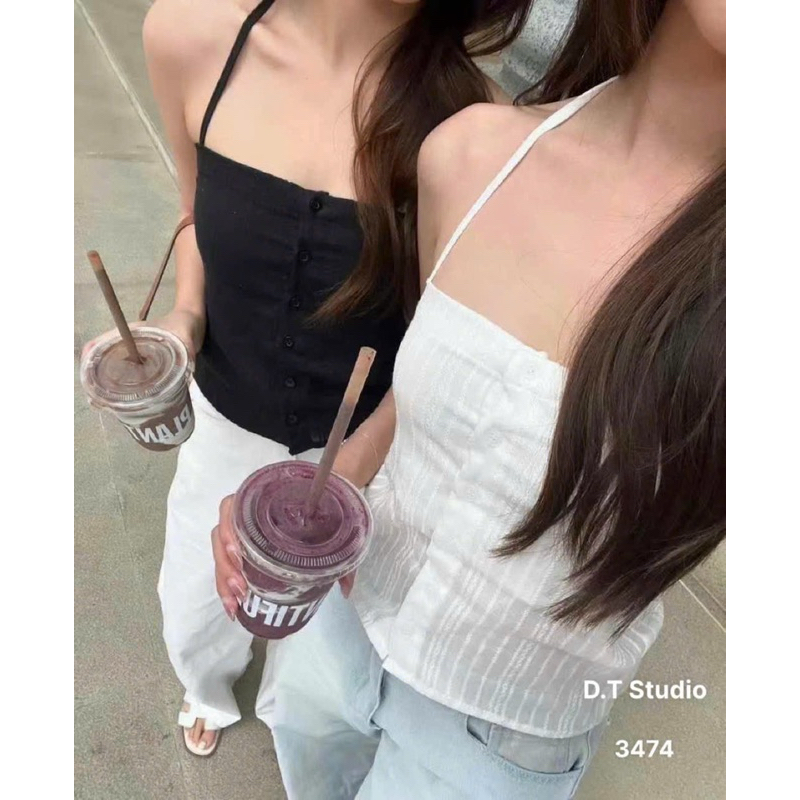 WGWE• เสื้อสายเดี่ยวกระดุมแนวตั้ง 3474 wgwe QC สินค้า