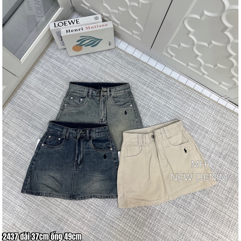 กระโปรงยีนส์ผู้หญิงเอวสูงสั้น | Shape A รหัสอ่อนเยาว์ 2437