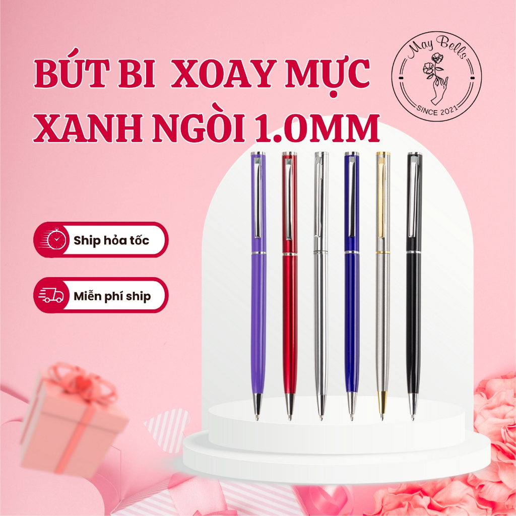 [GIVE CASE] ปากกาลูกลื่นแบบหมุนตัวเล็กพร้อมหมุดโลหะหรูหรา, ปากกาลงนามธุรกิจ 1.0 มม. Nib ของขวัญ 20 พ