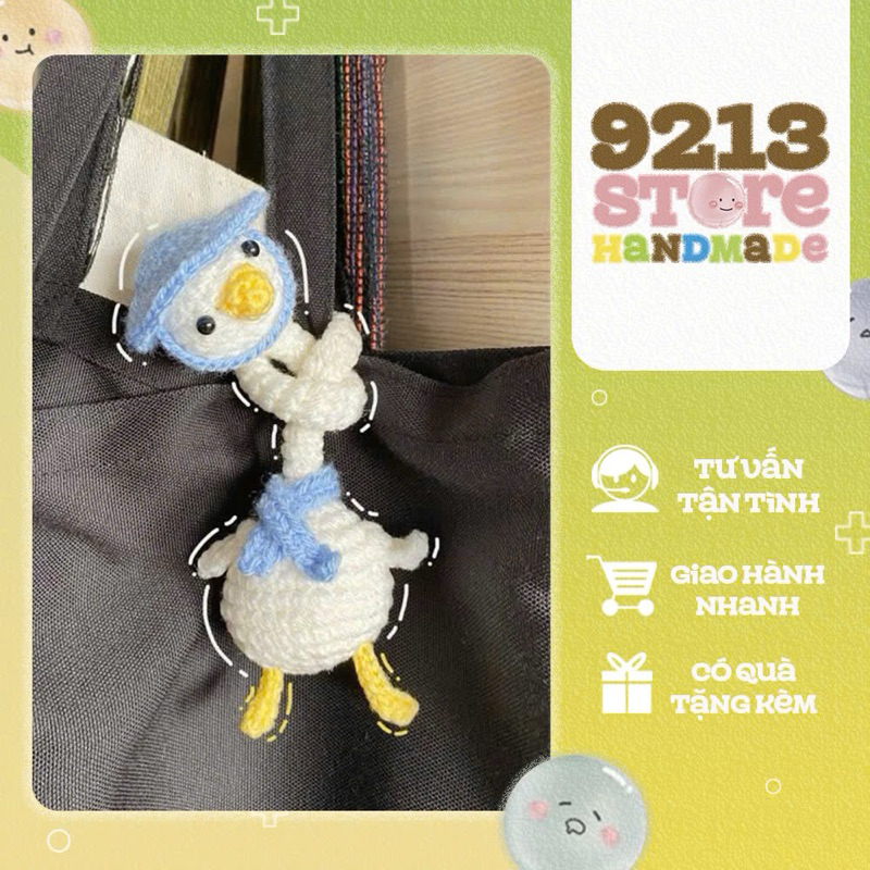 พวงกุญแจเป็ดขนสัตว์คอยาวน่ารักแฮนด์เมด [9213 เก็บ]