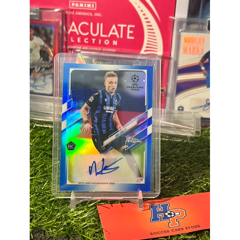 Noa Lang RC การ์ดฟุตบอลพร้อมลายเซ็น /150 Topps Chrome UCL 2020/21