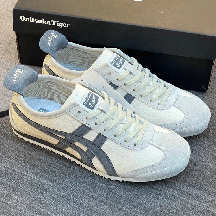รองเท้า Onisuka tiger tokuten สีเทาสําหรับผู้ชายและผู้หญิงรองเท้าผ้าใบกีฬาระดับไฮเอนด์พร้อมอุปกรณ์เส