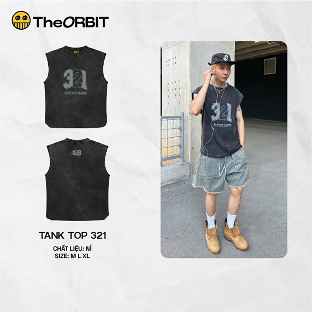เสื้อกล้ามสําหรับผู้ชายและผู้หญิง TANK TOP 321 ORBIT ผ้าคอตตอนยืด - แบรนด์ท้องถิ่นของแท้