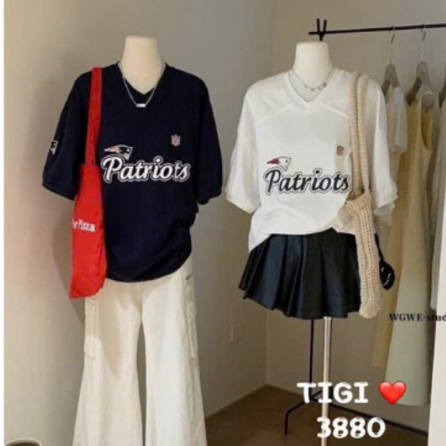 WGWE• เสื้อยืดแขนหลวม Patriots 3880 wgwe 2 สี QC product freesize