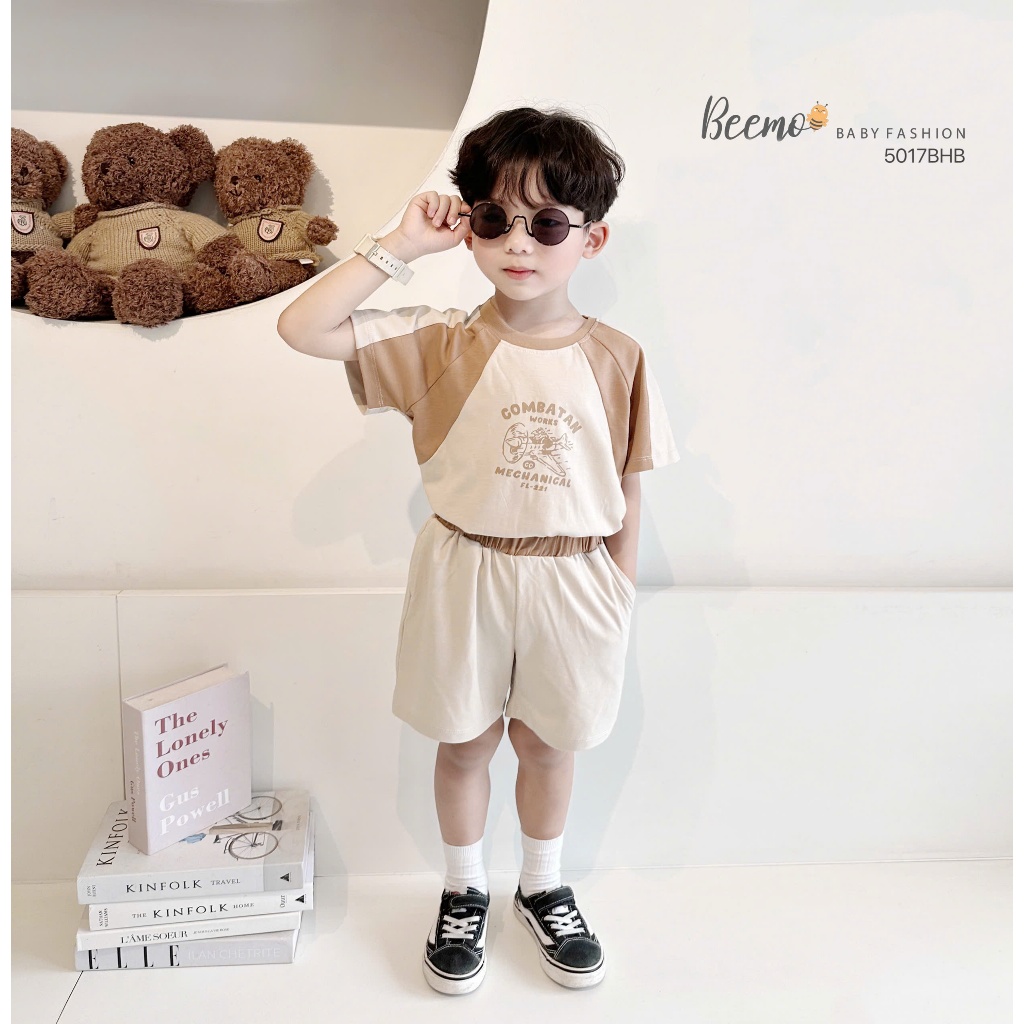 Beemo ralan sleeveless Set พิมพ์ลายเครื่องบิน ผ้าคอตตอนเท่ๆ สําหรับเด็กผู้ชาย ตั้งแต่ 9-24kg 5017BHB