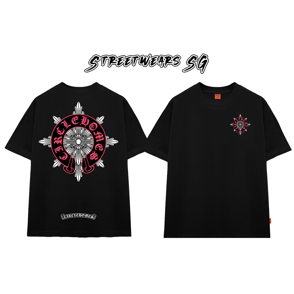 HOMES EMBLEM CIRCLE HOMES TEE SHIRT ผ้าฝ้ายคุณภาพสูงหลวมรูปแบบ - สตรีทแวร์ SG