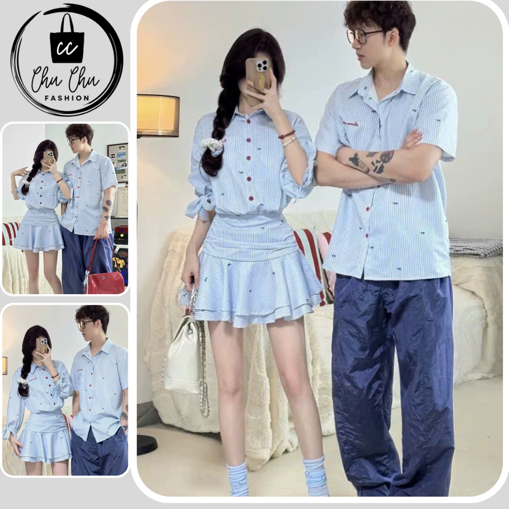 กระโปรงผู้หญิง ชายและหญิงคู่ชุด เจ ผู้ตัดสิน เสื้อกระโปรงเอวผูกโบว์กระโปรง 2 ชั้นพร้อมกางเกงป้องกัน