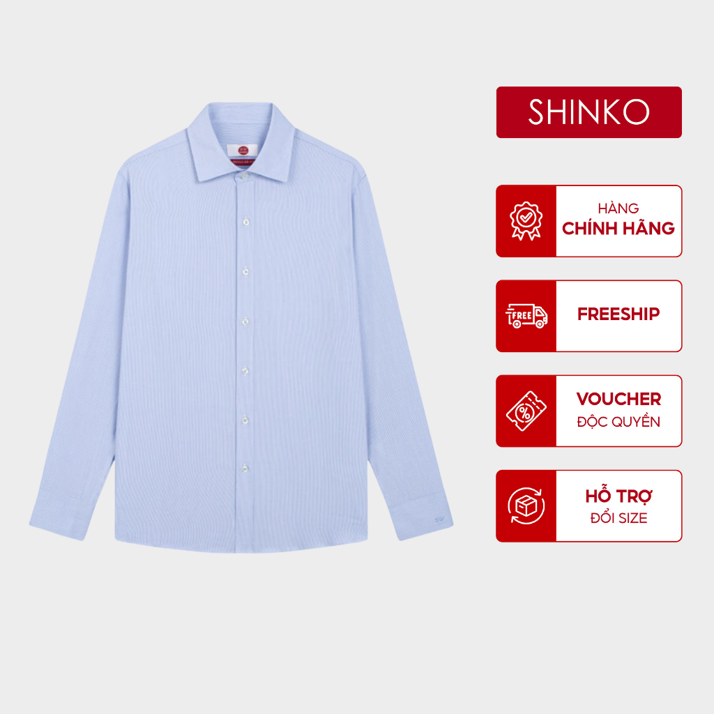 เสื้อเชิ้ตผู้ชาย SHINKO Premium MLP004-BU ผ้าคอตตอน ลายสก็อต สีกรมท่า Regular Fit