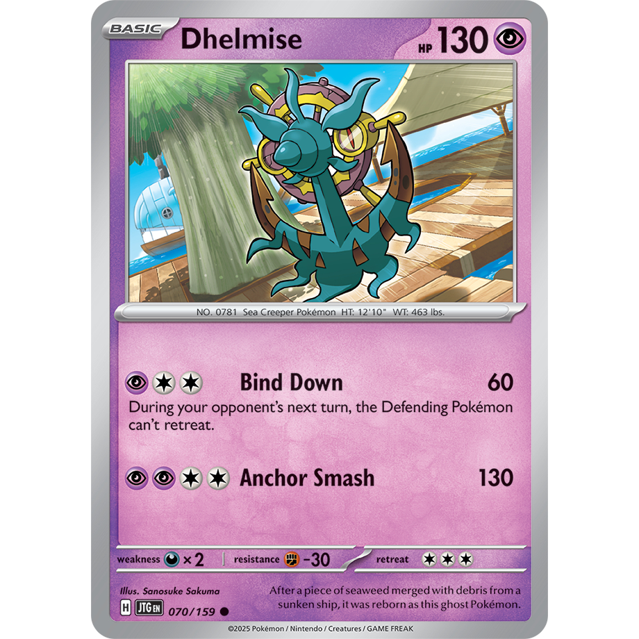 [KW2 Pokemon] [EN] การ์ด Dhelmise - 070/159 - Common Reverse Holo - JTGEN