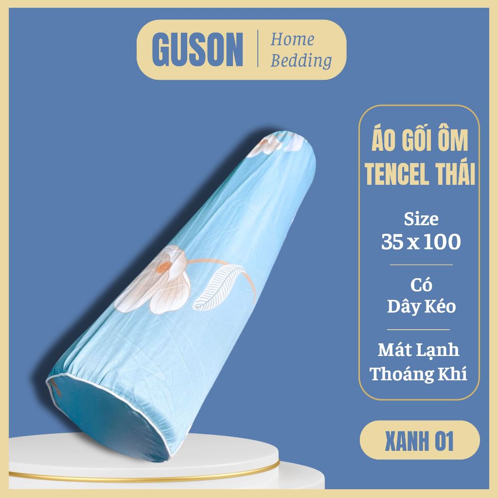 TENCEL THAI - Airy ปลอกหมอนผ้าไหมสีน้ําเงิน benign ขนาด 35x100cm