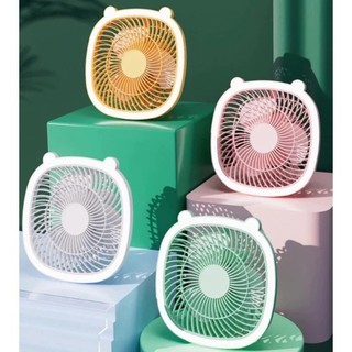 QUẠT SẠC TÍCH ĐIỆN CÓ ĐÈN LED SÁNG Treo Tường Hình Tai Mèo, 3 Chế Độ Gió, Sạc Pin USB - TD01