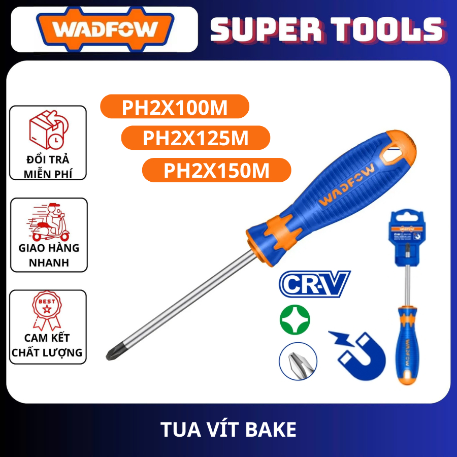 WADFOW TOOLS ไขควงอบ PH2x100mm, PH2x125mm, PH2x150mm/ WSD2224, WSD2225, WSD2226