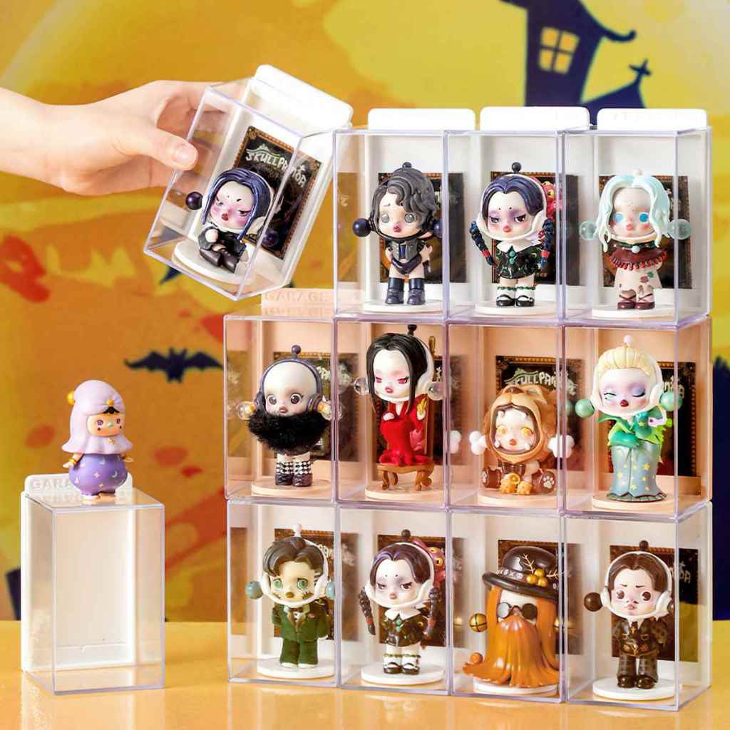 Garage Kit (GENUINE) Mica Box สําหรับแสดงและจัดเก็บ Popmart, Dimoo, Skullpanda Models, พร้อมช่องใส่ก