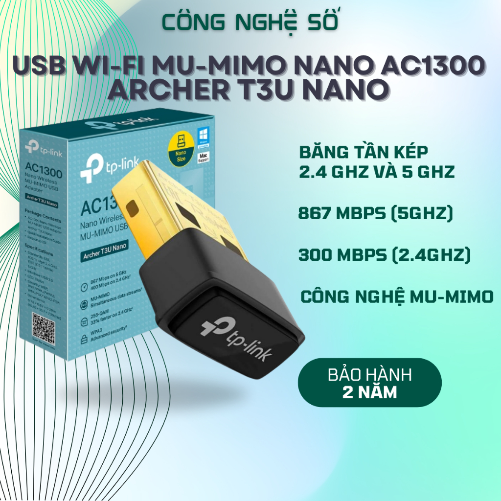 USB WiFi TP-Link Nano, T2U / T2UB / T3U, AC600/AC1300 พร้อม Bluetooth ของแท้ 2 ปี
