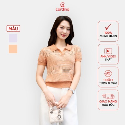 CARDINA เสื้อเชิ้ตผ้าฝ้ายคุณภาพสูงผู้หญิงคอโปโลคอวีทรงเบสิคสุดเท่ 5ALC04