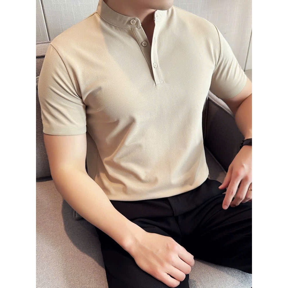 MENS COLLAR เสื้อยืด NEW MODEL MANY BEAUTIFUL COLORS POLO SHORT SLEEVES คอจีน 160 3 ปุ่ม TX3
