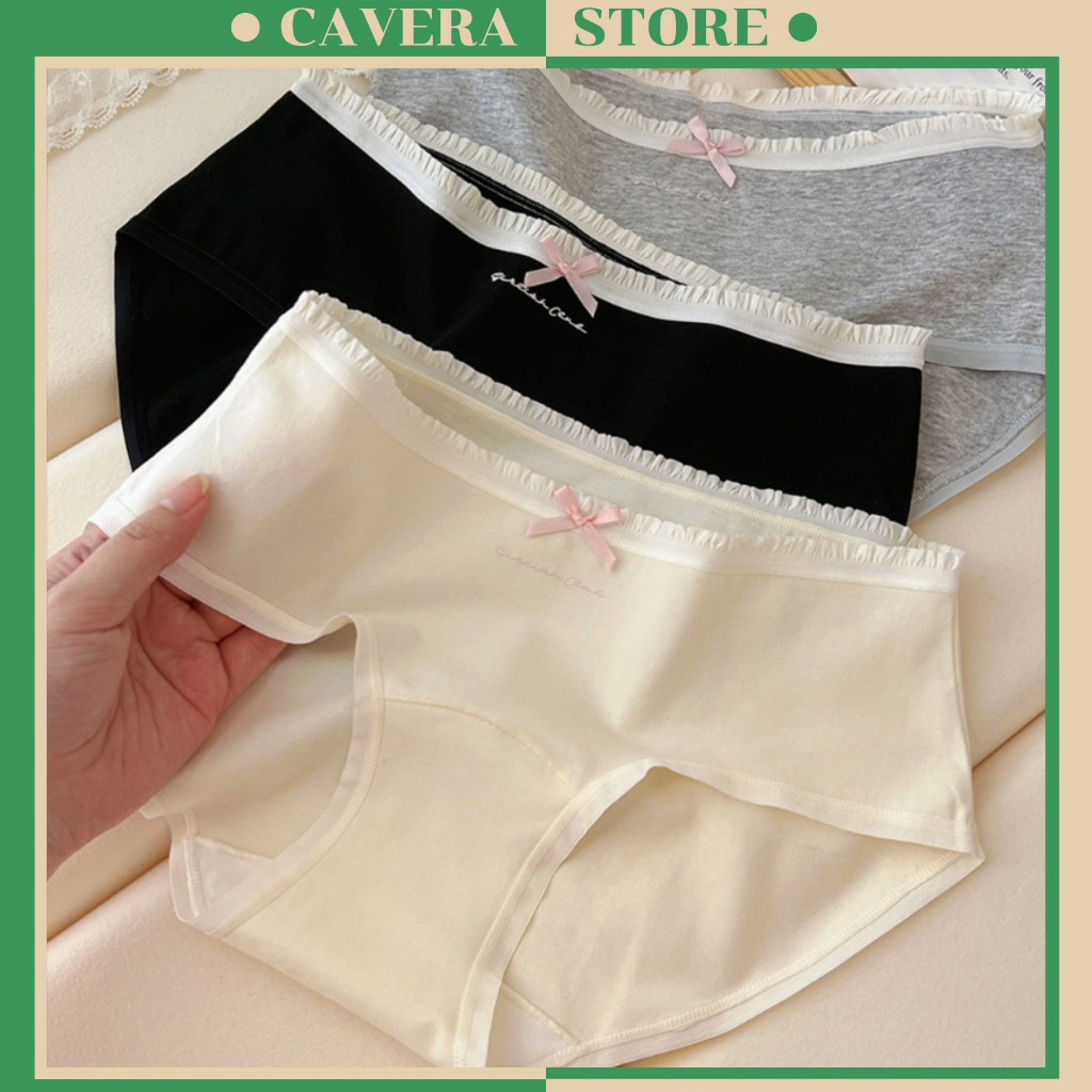 Combo 6 กางเกงชั้นในผู้หญิงลูกไม้ผ้าฝ้ายนุ่มที่สวยงาม,Breathable Cool Antibiotic Pantyhose CAVERA L.