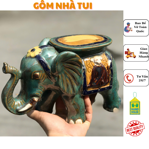 HANDCRAFTED ELEPHANT CERAMIC STEP MENS DECOR TDM 17CM TDM