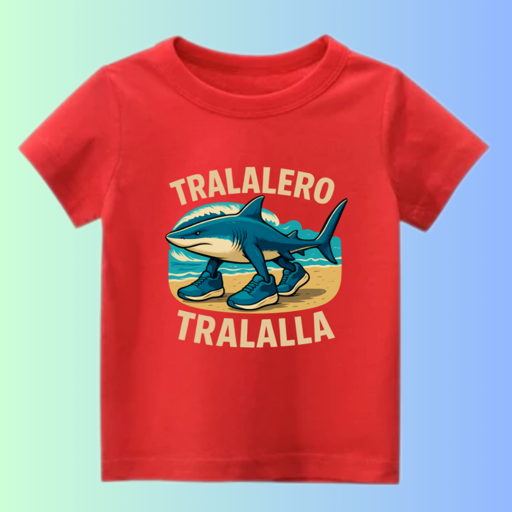 เสื้อยืด Trralero Tralala Brainrot Universe สําหรับเด็กชายและเด็กหญิง 9kg-34kg ผ้านุ่ม