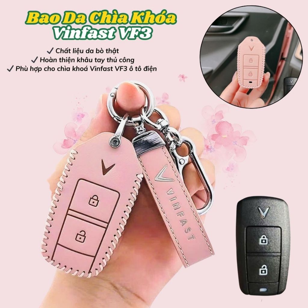 Vinfast VF3 เคสกุญแจรถยนต์หนังวัว Vinfast VF3 เคสกุญแจรถยนต์ไฟฟ้า