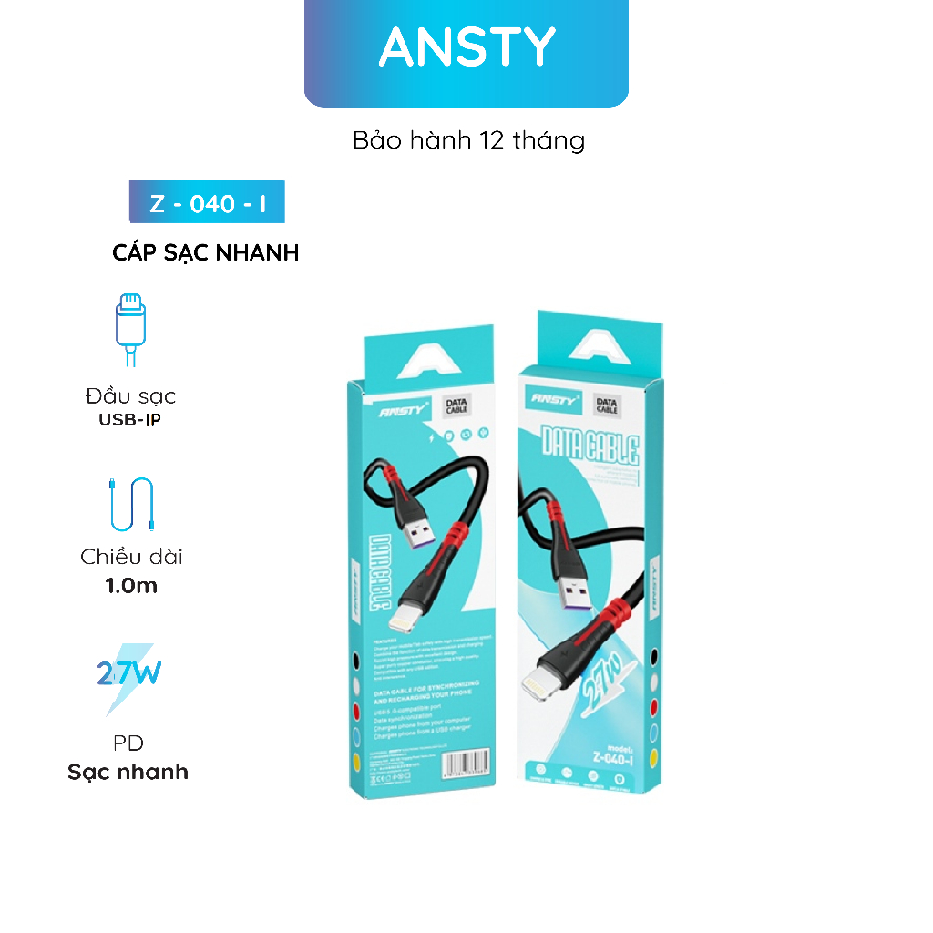Ansty Z Fast สายชาร์จ - 040 - I Usb To lp 27w/Z - 040 - T Usb To C 27w/Z - 040 - Usb To Micro 27w Si
