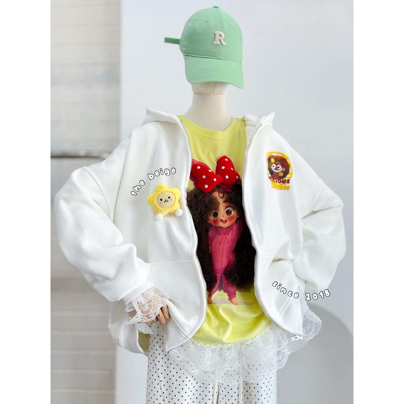 เสื้อสเวตเตอร์ผ้าฝ้าย Hui Hui ป้ายใหม่ของแท้