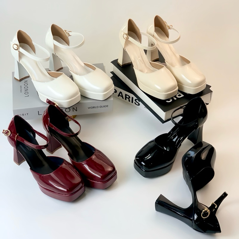 รองเท้าส้นสูง VYARA - สายสี่เหลี่ยม 9p หรูหรา [VNDVD1]