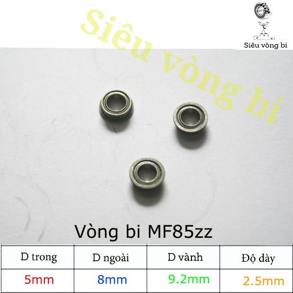 แบริ่งหน้าแปลน MF85ZZ - แบริ่งขอบ MF85ZZ - มาตรฐาน 5x8x2.5mm (ขอบ 9.2mm)