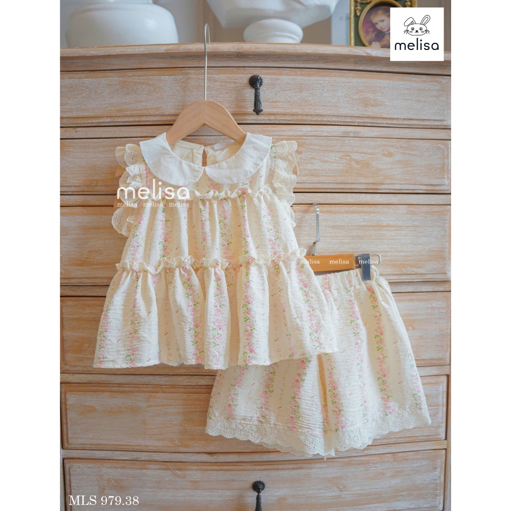 MLS979 BG ชุดคอปกบัวและลูกไม้ BH25123