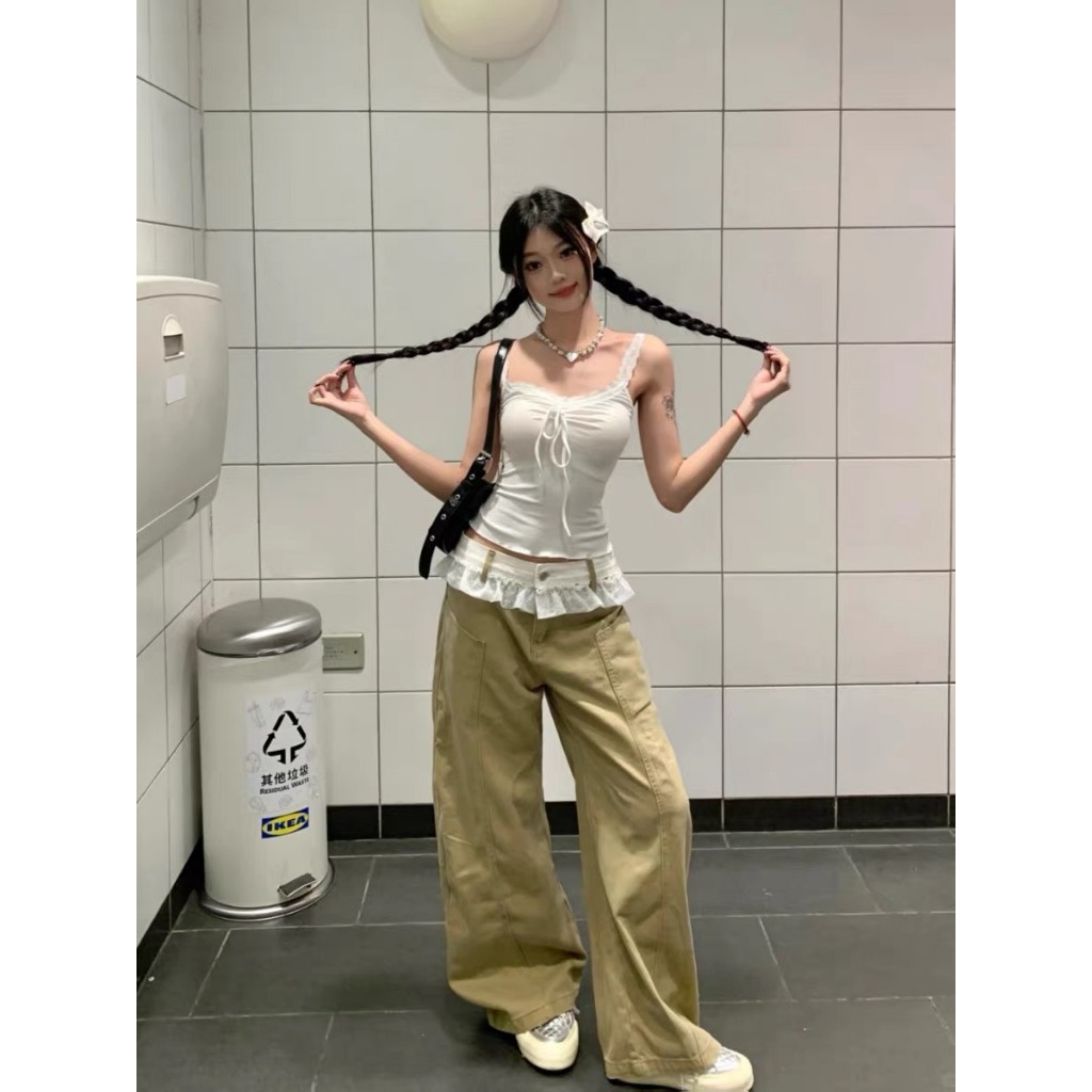 เสื้อยืด 2 สาย N5-17 WG ลูกไม้ผูกโบว์ 5284 xonxen 23ld