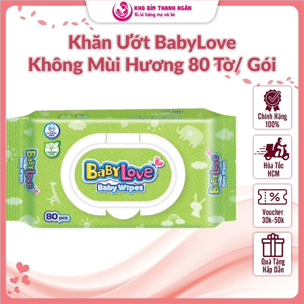 QT BabyLove Wet Wipes - BabyCare 80 แผ่น Unscented - ของแท้ Unicharm Wet Wipes - โกดังผ้าอ้อม Thanh 