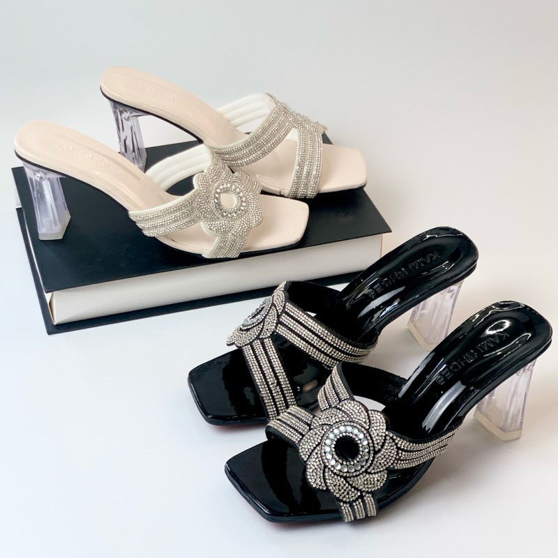 VYARA-รองเท้าแตะส้นสูงดอกไม้หินใหญ่หรูหรา[GHVNDT]