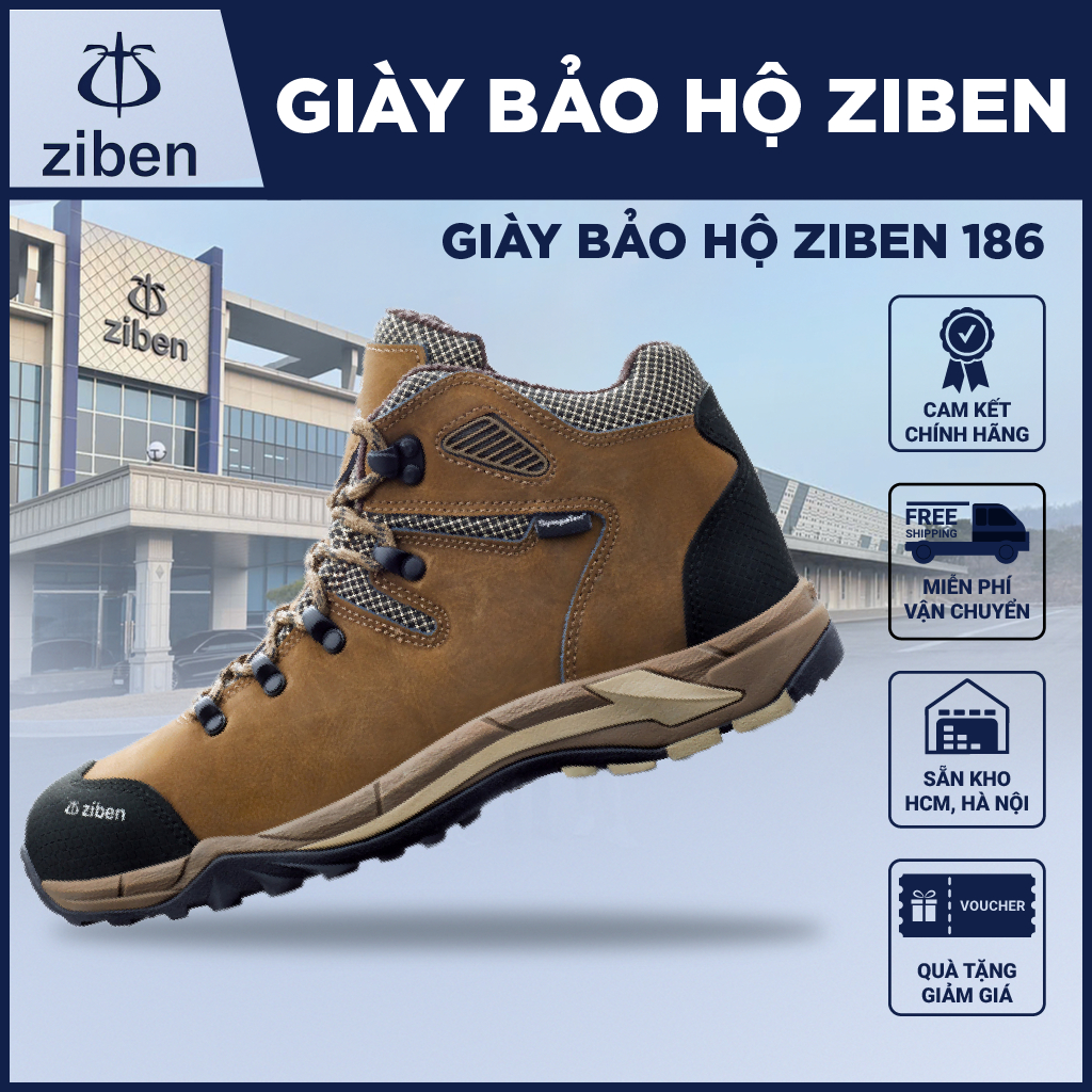 [GENUINE] Ziben 186 รองเท้าเซฟตี้กันน้ํา, ระบายอากาศได้, นิ้วเท้าป้องกันนิ้ว, พื้นรองเท้าป้องกันเล็บ