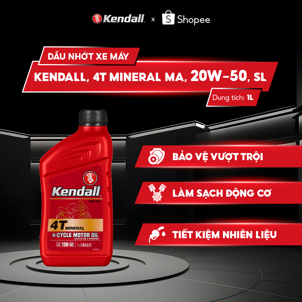 KENDALL,4T MINERAL MA น้ํามันหล่อลื่นมอเตอร์ไซค์, 20W-50, SL
