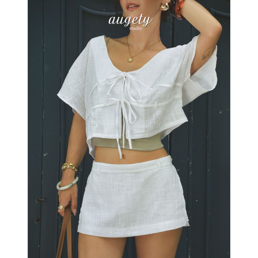 Augety Studio IROVY CARDIGAN Loose Linen เสื้อคอเต่า Outerwear