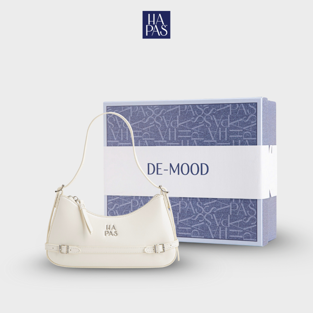 Dreamy White HAPAS กระเป๋าสะพายไหล่ผู้หญิงพร้อมเข็มขัดแนวนอนขนาด 25 - TDV250356