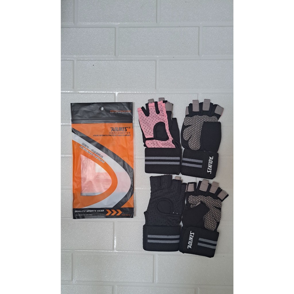 ถุงมือยิมครึ่งนิ้ว, Aolikes AL113 Weight Training Gloves - ถุงมือกันลื่น