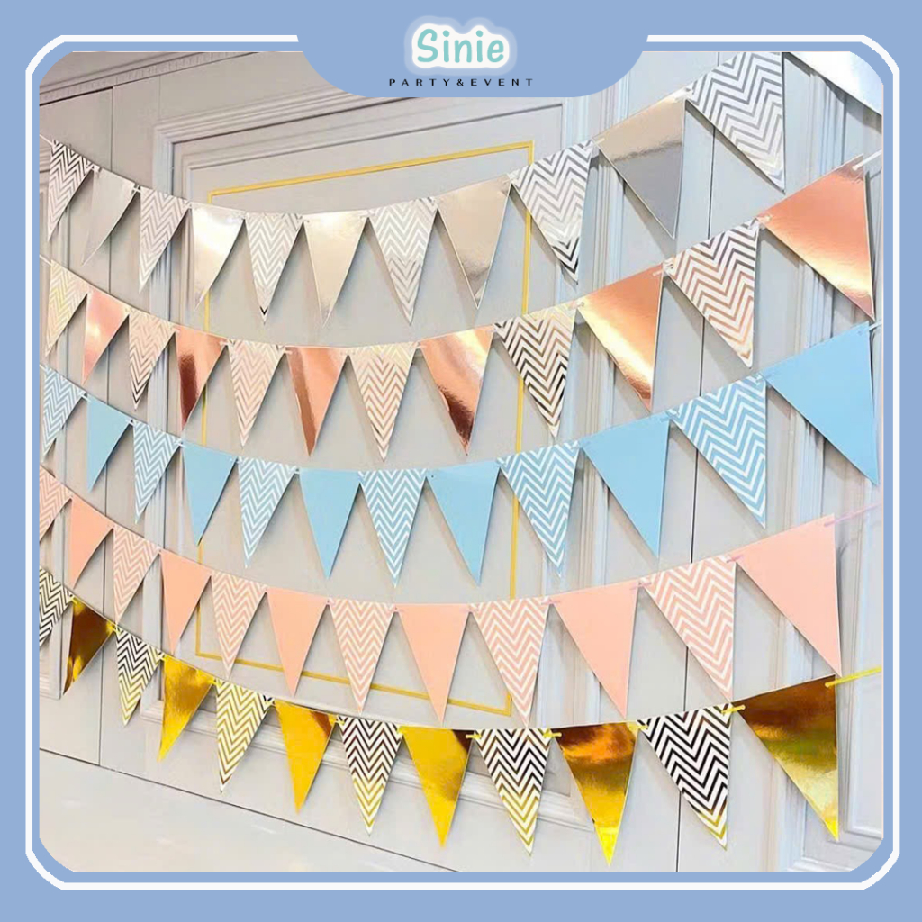 สายธงสามเหลี่ยมสําหรับตกแต่งฉากหลังวันเกิด - Sie Decor