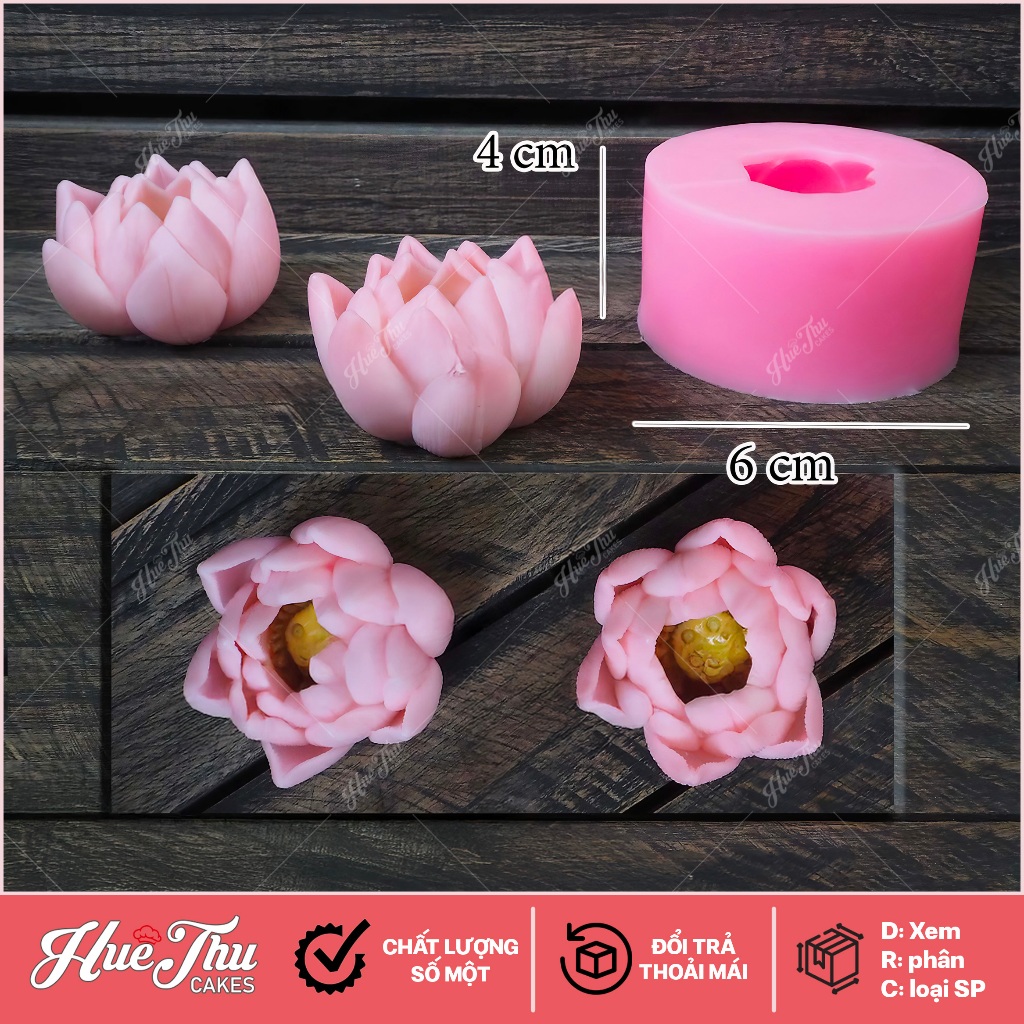 P6 Thai Lotus แม่พิมพ์ซิลิโคนสําหรับทําเค้กเยลลี่ 3D และ 4D พร้อมข้าวเหนียว ฟองดอง ช็อคโกแลต เทียนฮั