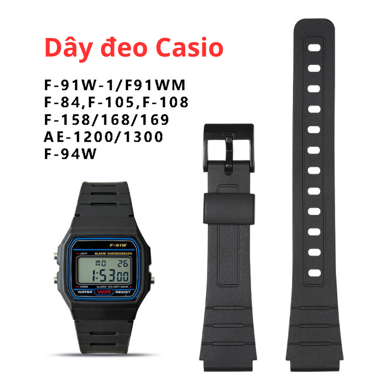 สายนาฬิกาทดแทนสําหรับ Casio F-91W-1 F91WM F-84W F-94W A168w A158 AE-1200 1300
