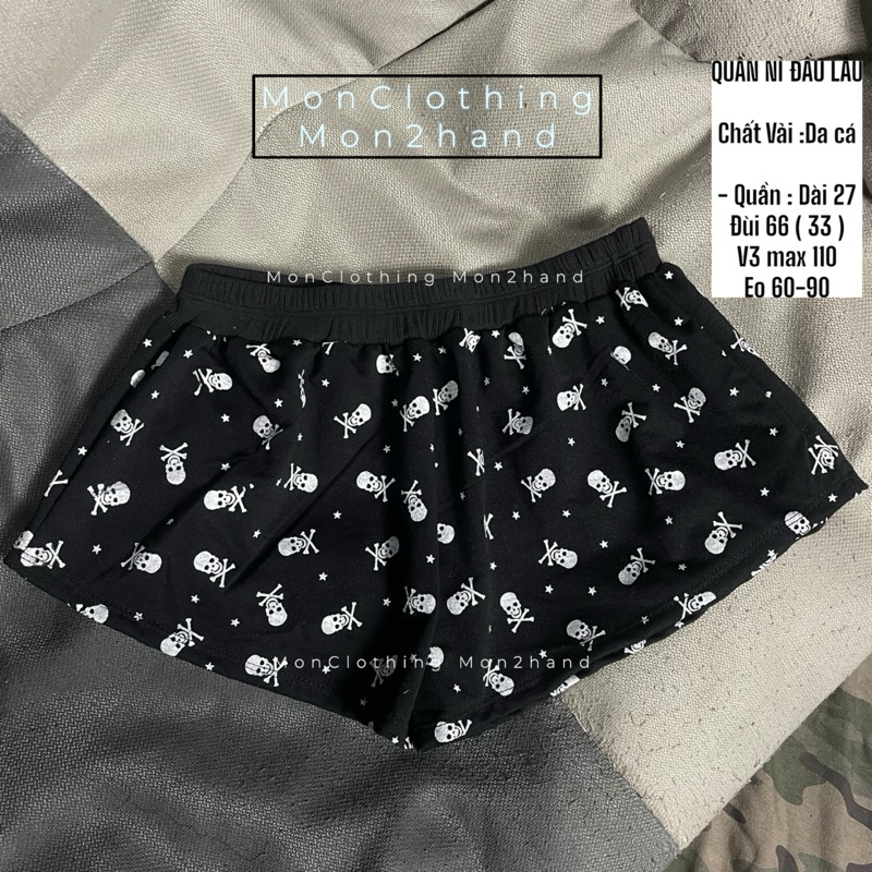 BLACK SKULL PANTS y2k / กางเกงขาสั้นหัวกะโหลกสีดํา y2k