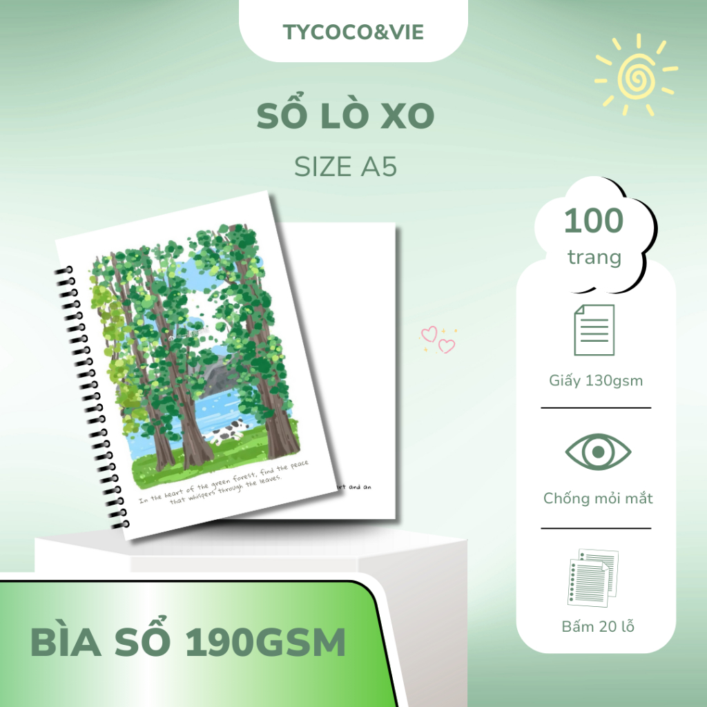 XO Garden of Thats A5 Plastic Spring Notebook - ปก 300gsm - รุ่นด้านใน 100gsm - Forest